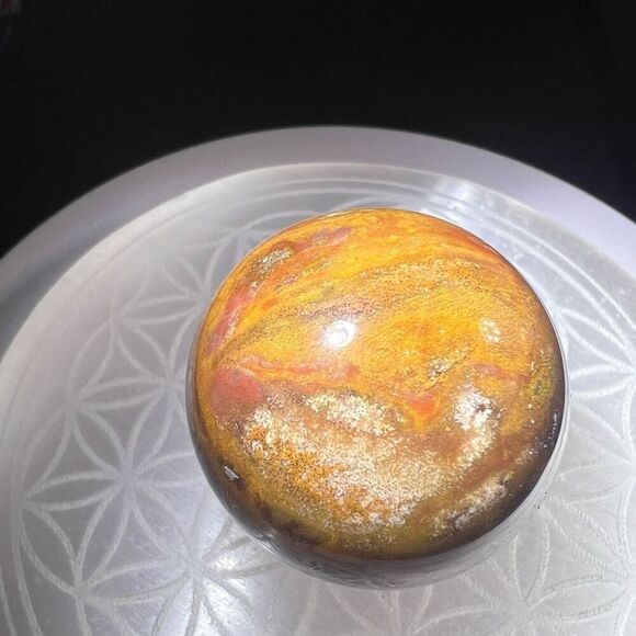 OC Jasper Red Yellow Quartz Crystal Sphere - Picture 3 of 12